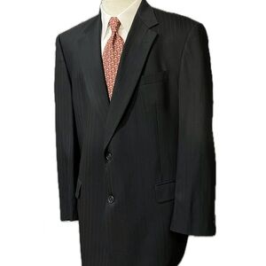 Burberry Charcoal Pinstripe Suit Jacket Size 44 Price $150